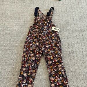 Duluth Trading Co Navy Floral & Mushroom Print Kids Overalls